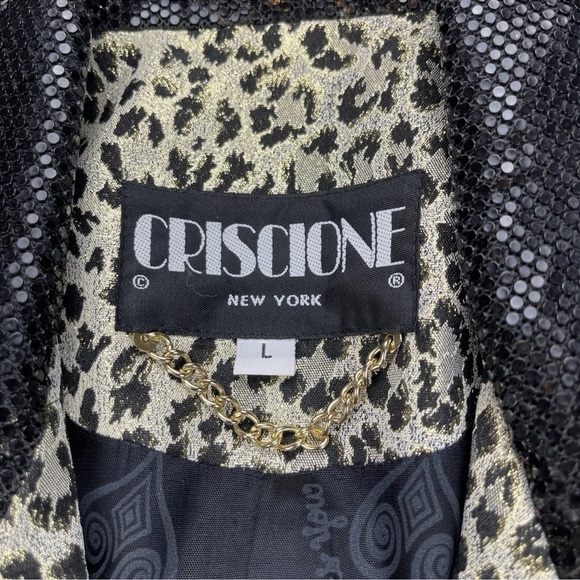 VTG Criscione New York Cache Womens Jacket Blazer Large Metallic Leopard Print - Picture 6 of 13